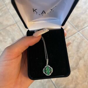 Kay Jewelers Green and Silver Necklace Modern Design